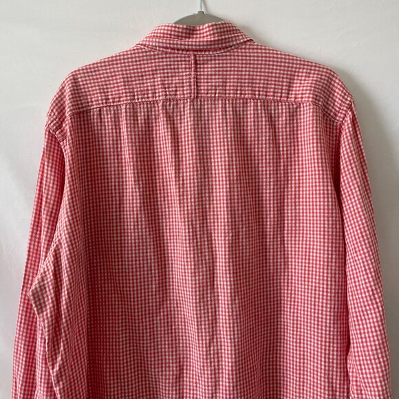 Banana Republic Mens Red White Check Slim Fit Button Down Collared Shirt Size XL - Picture 7 of 12
